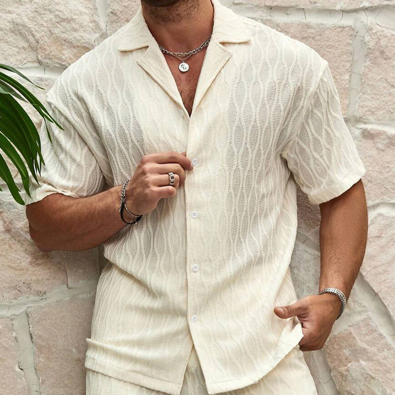 Men's Summer Tracksuit Set – Casual 2-Piece Button Shirt & Shorts