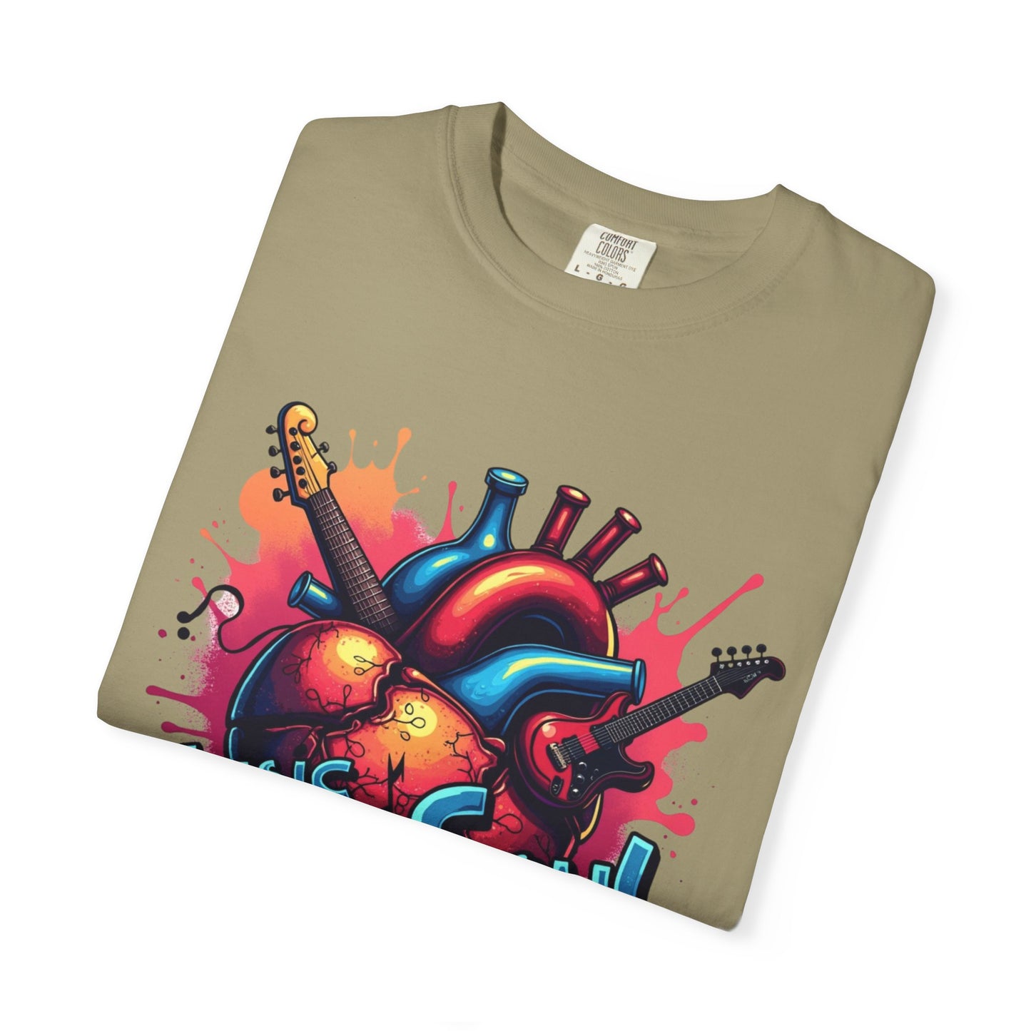 Comfort Colors® Music Saved My Soul Unisex Garment-Dyed T-Shirt - Vibrant Musical Heart Design
