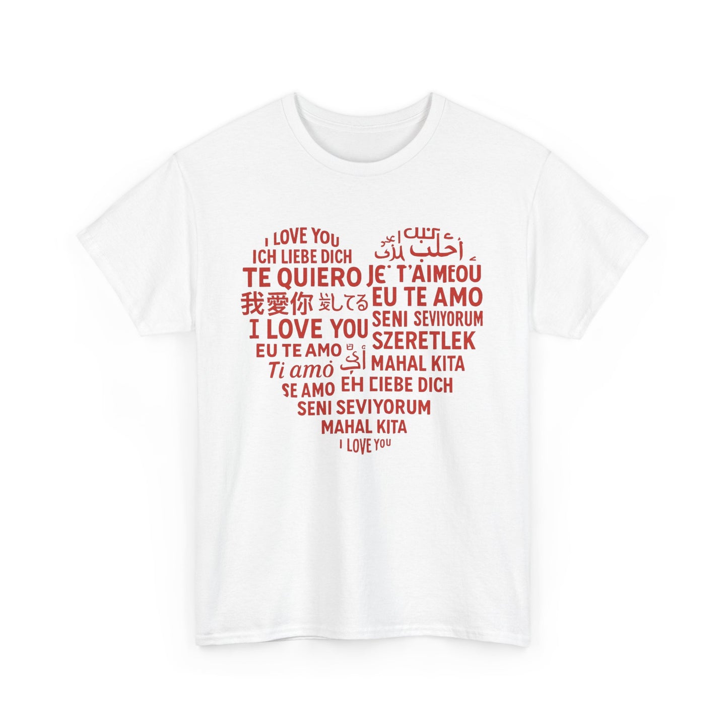 Multilingual Love Tee, Mother's Day Gift, Unisex Heavy Cotton T-Shirt, Anniversary Shirt, Valentine's Day Tee, Friendship Gift, Heartfelt