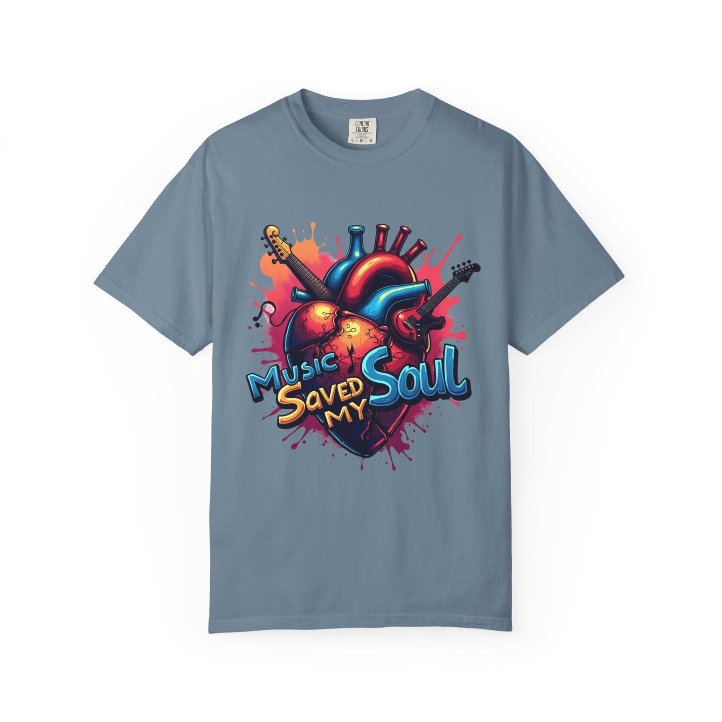Comfort Colors® Music Saved My Soul Unisex Garment-Dyed T-Shirt - Vibrant Musical Heart Design