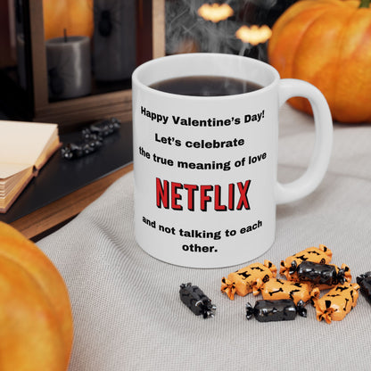 Netflix Love Ceramic Mug - Valentine's Day Gift, Coffee Lovers Cup, Couples Mugs, Gift for Him/Her, Fun Home Decor