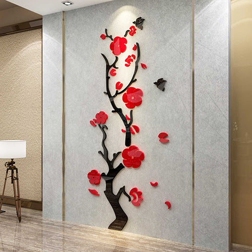 Plum Blossom Wall Sticker – Removable Vinyl Floral Mural for Porch, Hallway & Home Décor