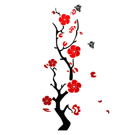 Plum Blossom Wall Sticker – Removable Vinyl Floral Mural for Porch, Hallway & Home Décor