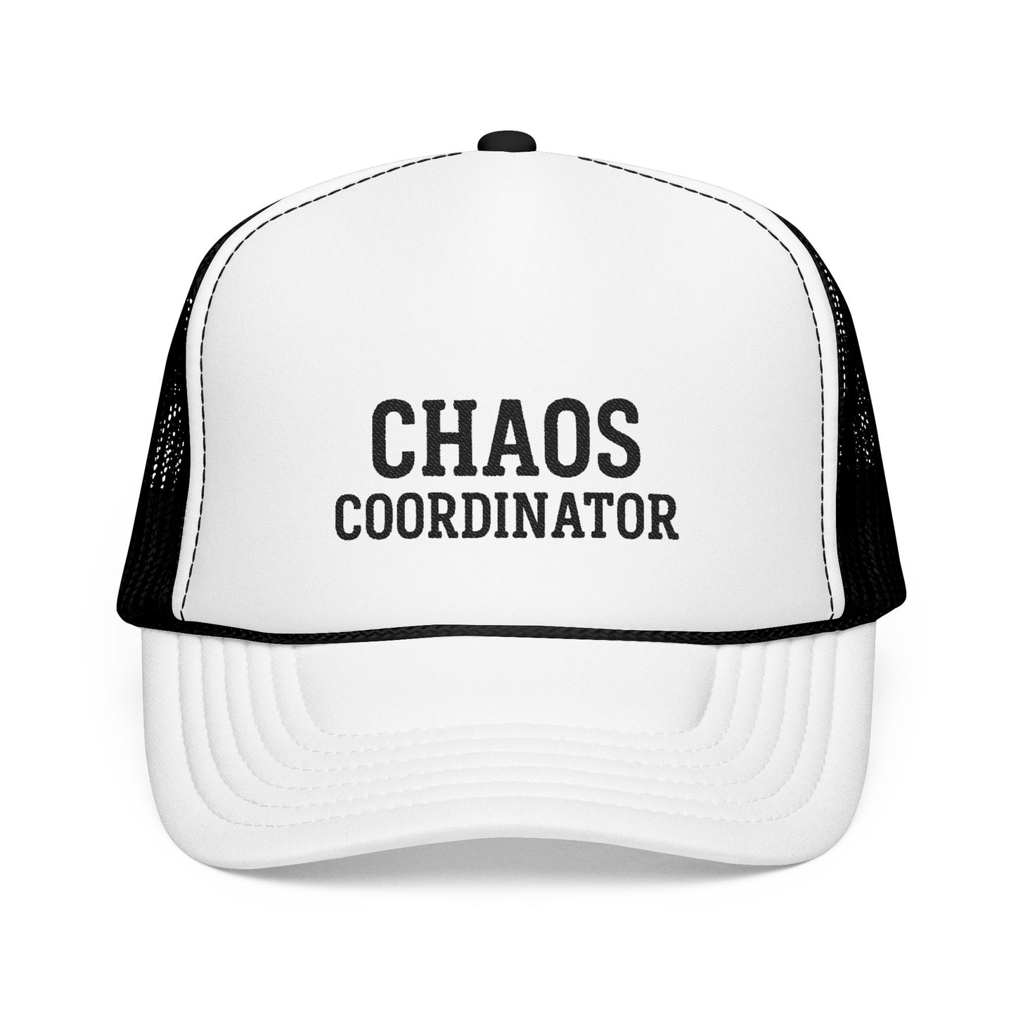 Embroidered Chaos Coordinator Foam Trucker Hat, Funny Mom Gift, Festival Cap, Adjustable Headwear, Durable Organizer Hat
