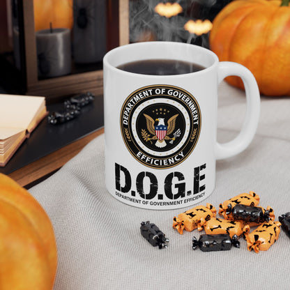 Patriotic Government Efficiency Mug, 11oz Political Humor Coffee Cup, USA Pride Black Mug, Freedom Lover Gift, Pro America Conservative Drinkware