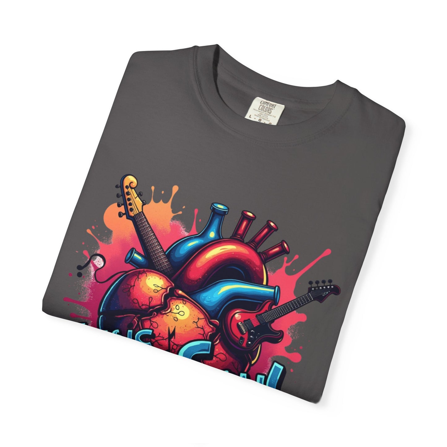 Comfort Colors® Music Saved My Soul Unisex Garment-Dyed T-Shirt - Vibrant Musical Heart Design