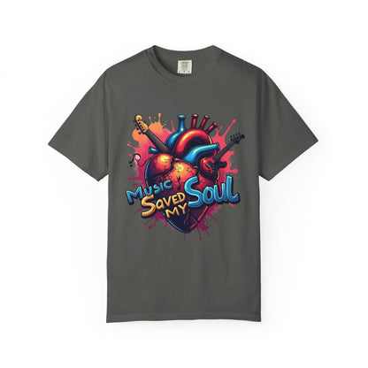 Comfort Colors® Music Saved My Soul Unisex Garment-Dyed T-Shirt - Vibrant Musical Heart Design