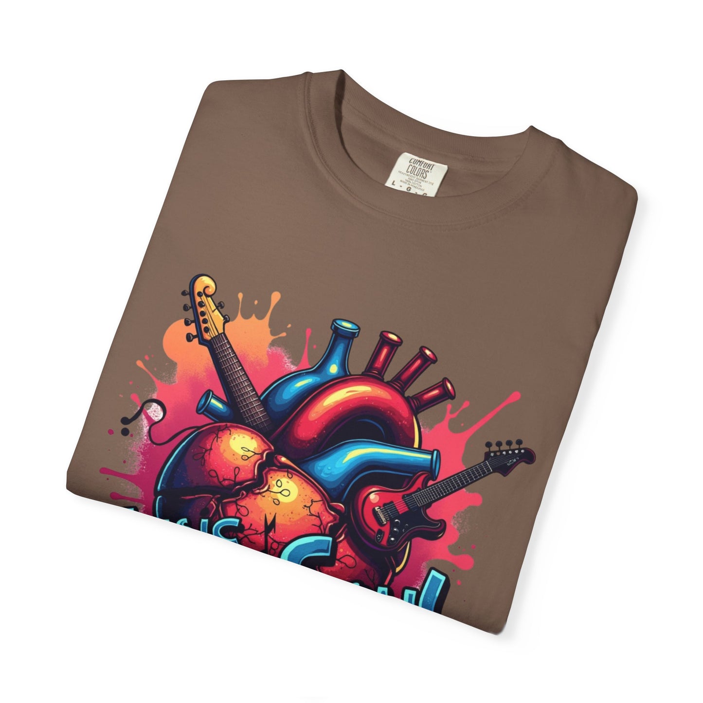 Comfort Colors® Music Saved My Soul Unisex Garment-Dyed T-Shirt - Vibrant Musical Heart Design