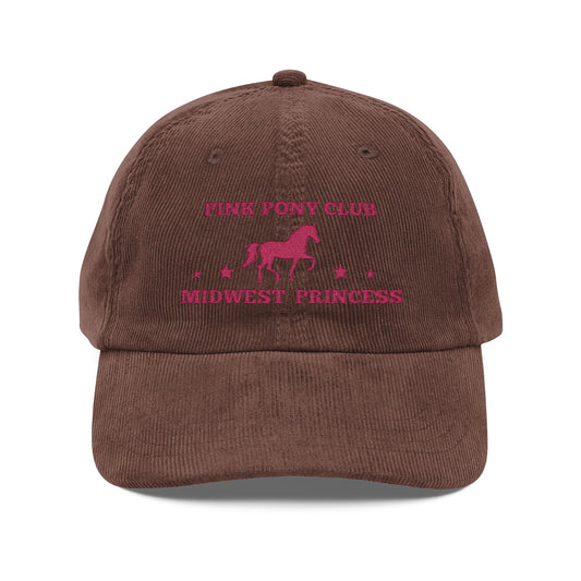 Vintage Embroidered Pink Pony Club Corduroy Cap,Roan Fan, Midwest Princess, Gift for Fans, Pink Pony Club Hat, Embroidered