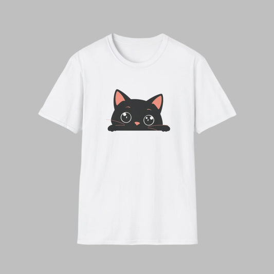 Black Cat Unisex Softstyle T-Shirt, Cat Lover Gift, Cute Kitty Owner Shirt, Animal Lover Tee, Cat Mom Dad Shirt.