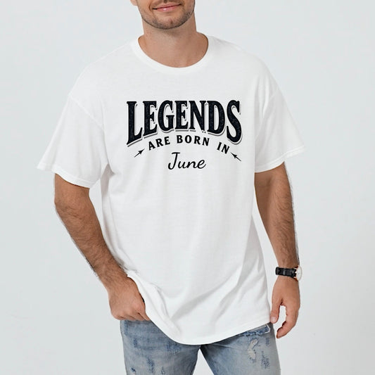 Legends Are Born In T-Shirt, Birthday Month Tee, Personalized Vintage Gift, Custom Birth Shirt for Men & Women, Birthday Celebration Top