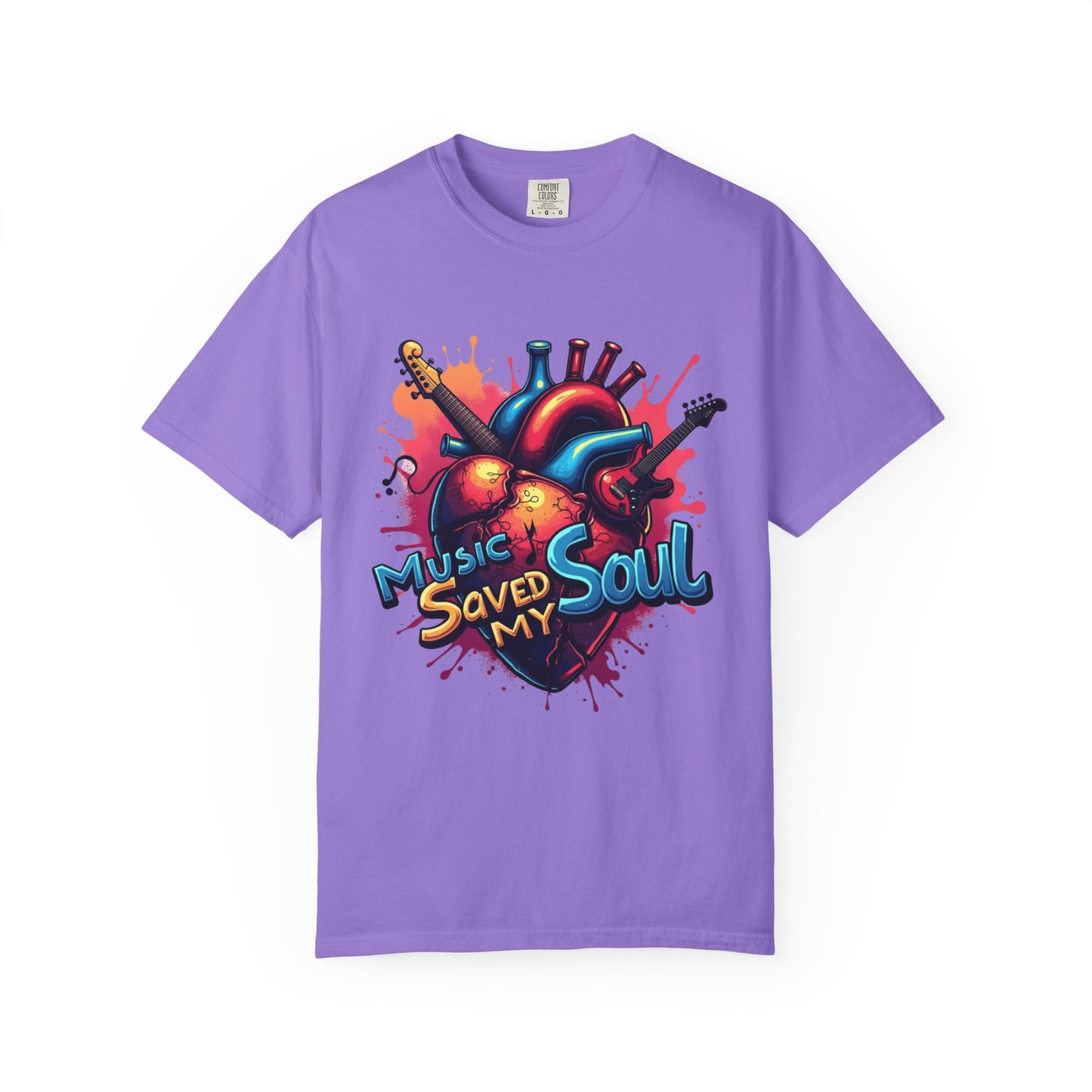Comfort Colors® Music Saved My Soul Unisex Garment-Dyed T-Shirt - Vibrant Musical Heart Design