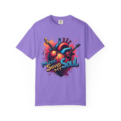 Comfort Colors® Music Saved My Soul Unisex Garment-Dyed T-Shirt - Vibrant Musical Heart Design