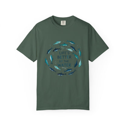 Comfort Colors® Life's Better by the Water Unisex Fishing Shirt, Fishing Lover's Tee, Funny Fishing Gift, Fathers Day, Husband Gift, Daddy Shirt, Grandpa
