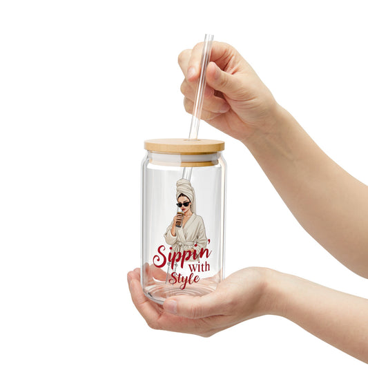 Chic Sipper Glass, 16oz | Stylish Drinkware for Coffee Lovers, Fun Sassy Sips, Eco-Friendly, Sipping in Style, Great Gift Idea