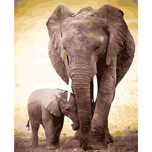 Mother and Baby Elephant Wall Art – Animal Canvas Print for Nursery & Home Décor