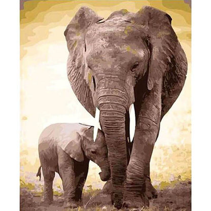 Mother and Baby Elephant Wall Art – Animal Canvas Print for Nursery & Home Décor