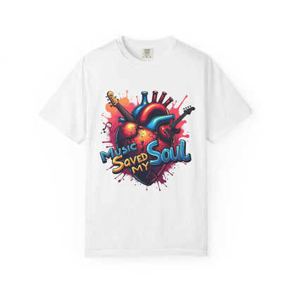 Comfort Colors® Music Saved My Soul Unisex Garment-Dyed T-Shirt - Vibrant Musical Heart Design