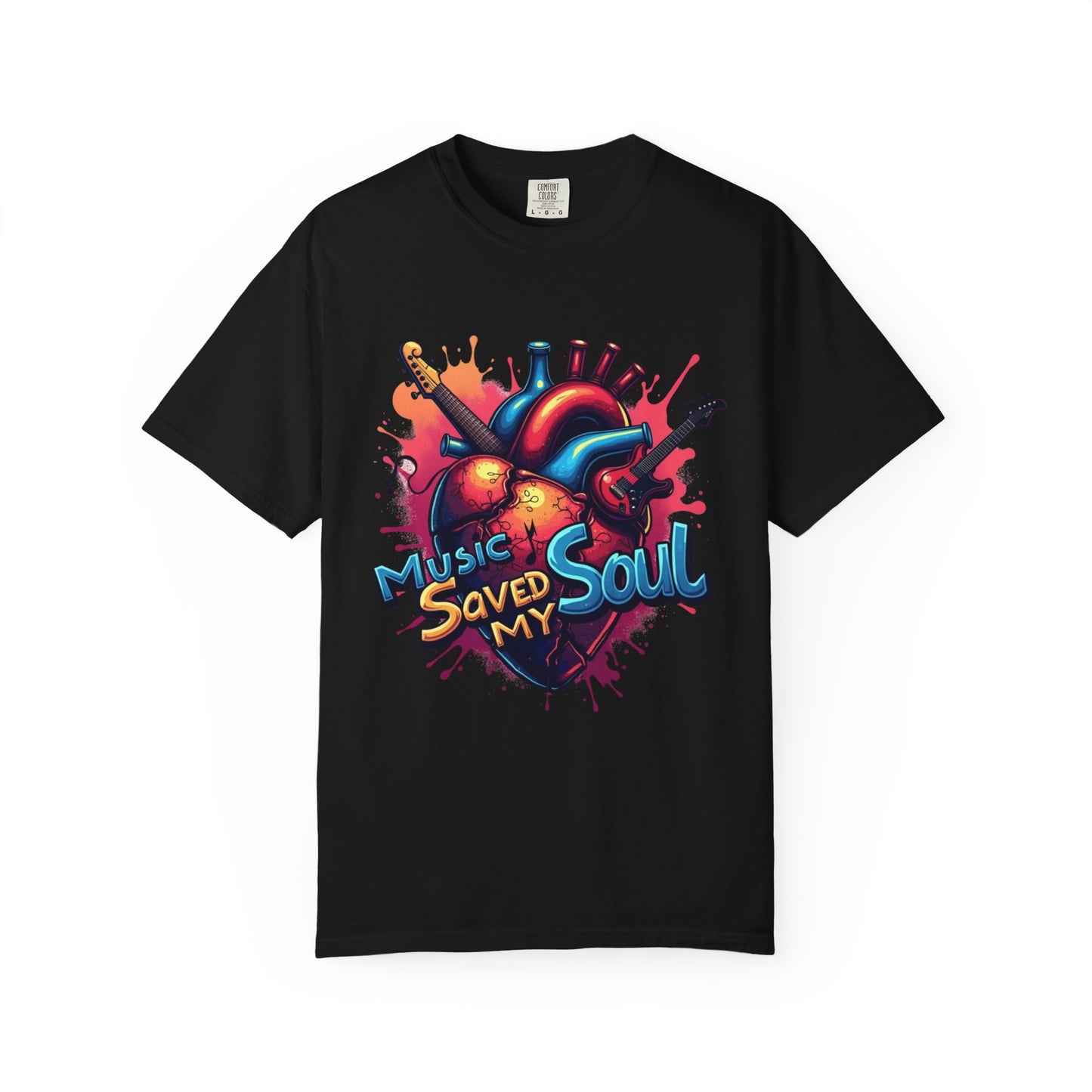 Comfort Colors® Music Saved My Soul Unisex Garment-Dyed T-Shirt - Vibrant Musical Heart Design