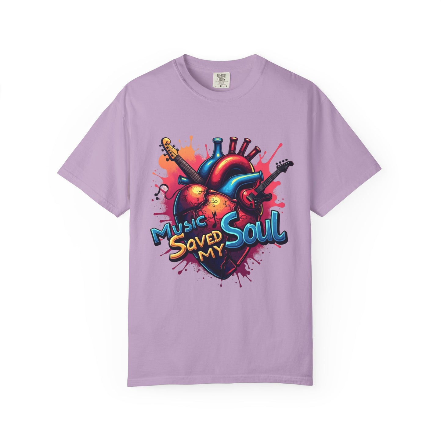 Comfort Colors® Music Saved My Soul Unisex Garment-Dyed T-Shirt - Vibrant Musical Heart Design