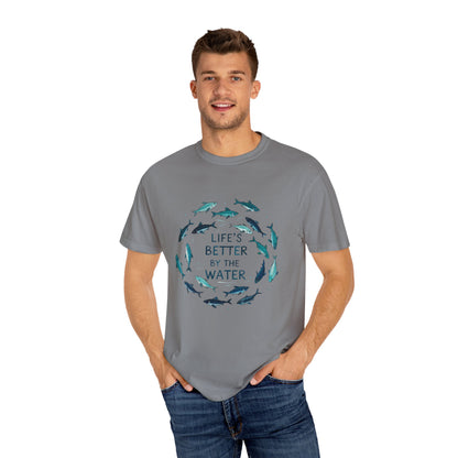 Comfort Colors® Life's Better by the Water Unisex Fishing Shirt, Fishing Lover's Tee, Funny Fishing Gift, Fathers Day, Husband Gift, Daddy Shirt, Grandpa