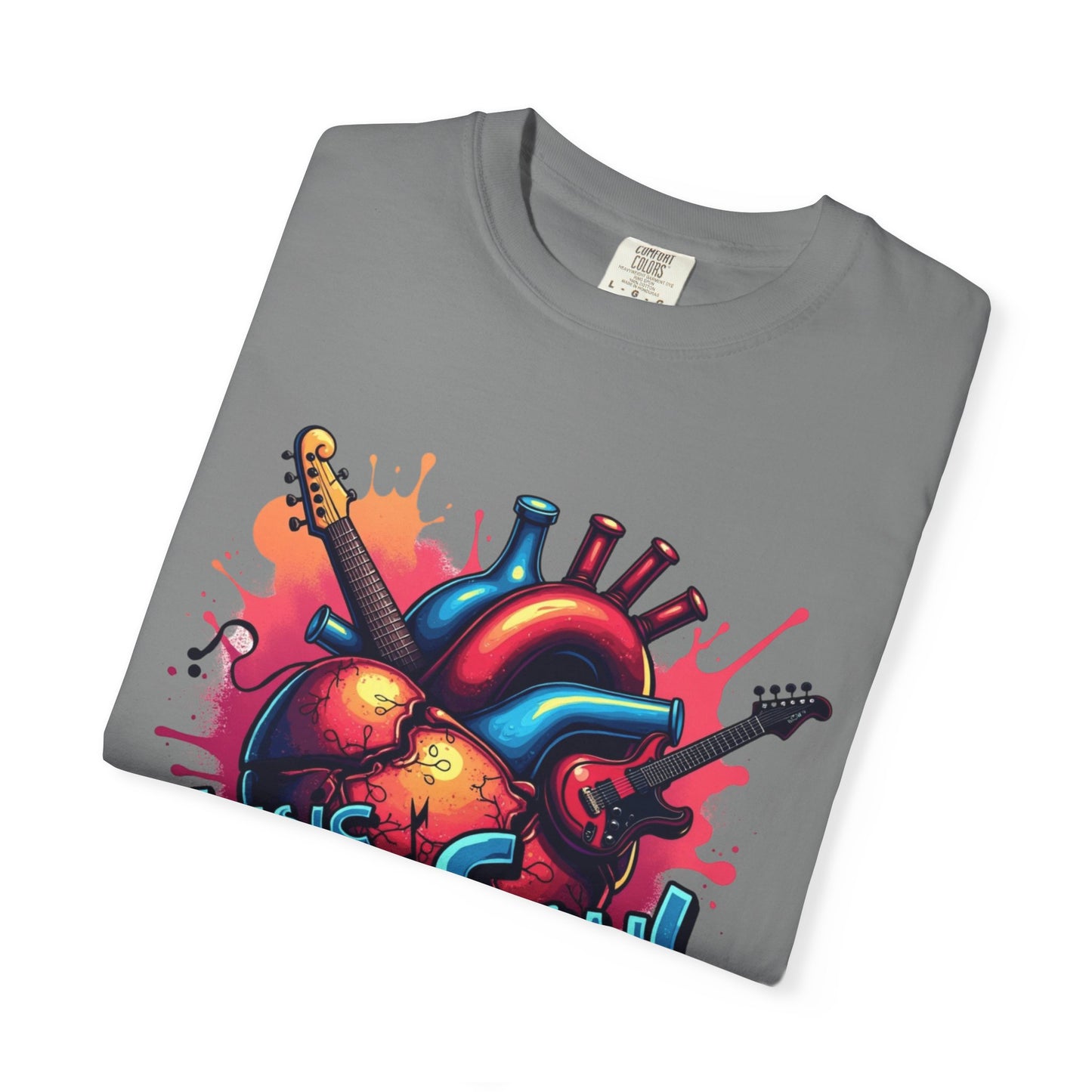 Comfort Colors® Music Saved My Soul Unisex Garment-Dyed T-Shirt - Vibrant Musical Heart Design
