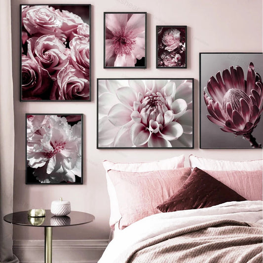 Peony Flower Wall Art – Elegant Botanical Canvas Print for Living Room & Bedroom Décor