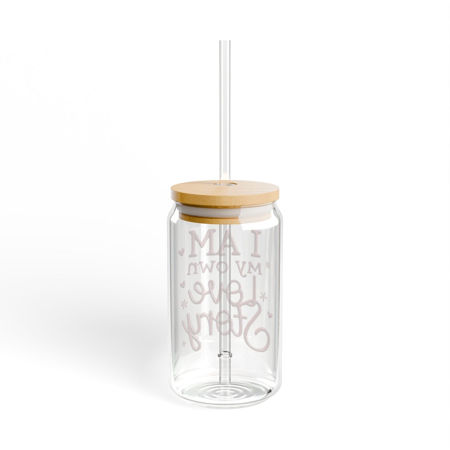 Inspirational Sipper Glass, I AM My Own Love Story, Self-Love Gift, Eco-Friendly Water Bottle, Motivational Drinkware, iced coffee lover
