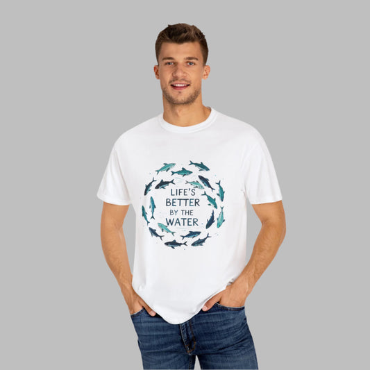 Comfort Colors® Life's Better by the Water Unisex Fishing Shirt, Fishing Lover's Tee, Funny Fishing Gift, Fathers Day, Husband Gift, Daddy Shirt, Grandpa