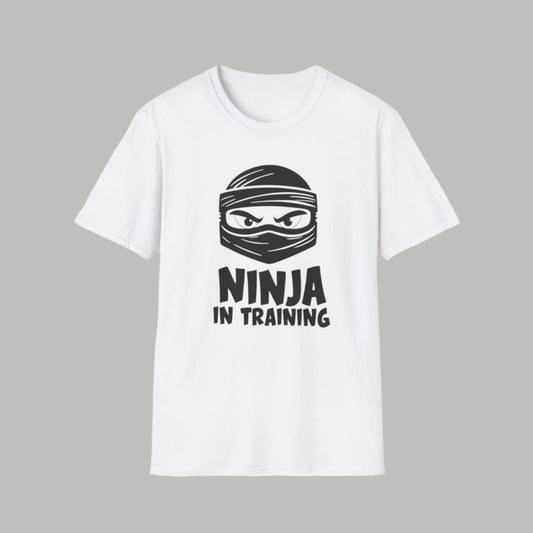 Ninja in Training T-Shirt, Cool Funny Tee, Softstyle Unisex Shirt, Fun Gift for Ninja Fan, Birthday Outfit.
