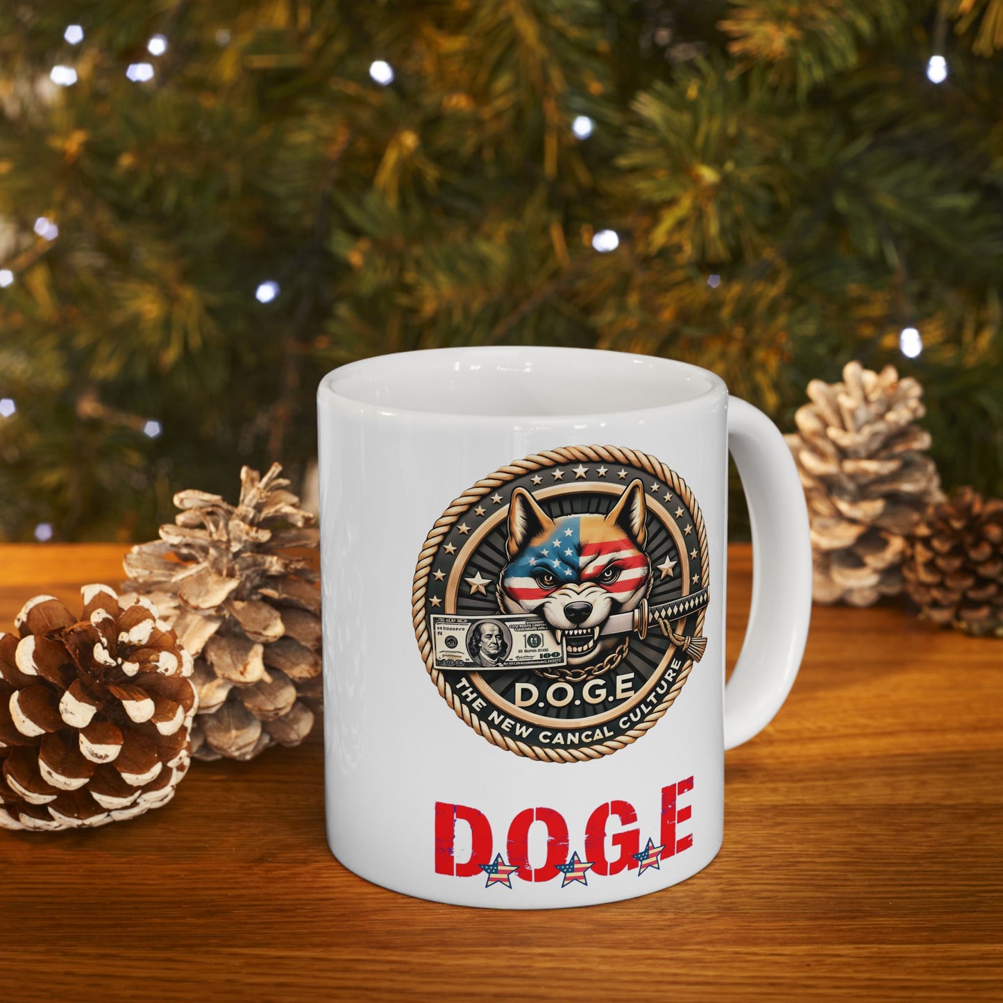 Trump Elon Musk DOGE Ceramic Mug, Department Of Government Efficiency Patriotic USA Republican, Gift for Republicans, Patriotic Coffee Cup,