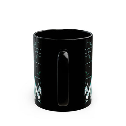 UFO Forest Black Mug - Sci-Fi Coffee Cup for Alien Lovers, Ideal Gift for Birthdays, Holidays, and Collectors, Space Decor, Space Mug, Alien