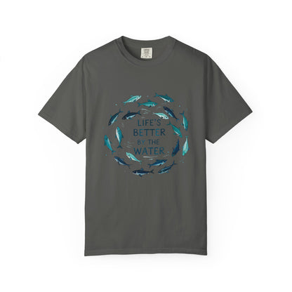 Comfort Colors® Life's Better by the Water Unisex Fishing Shirt, Fishing Lover's Tee, Funny Fishing Gift, Fathers Day, Husband Gift, Daddy Shirt, Grandpa