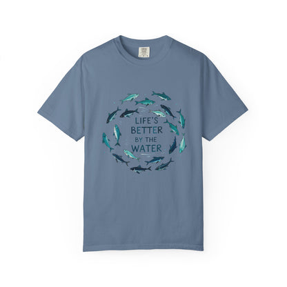 Comfort Colors® Life's Better by the Water Unisex Fishing Shirt, Fishing Lover's Tee, Funny Fishing Gift, Fathers Day, Husband Gift, Daddy Shirt, Grandpa
