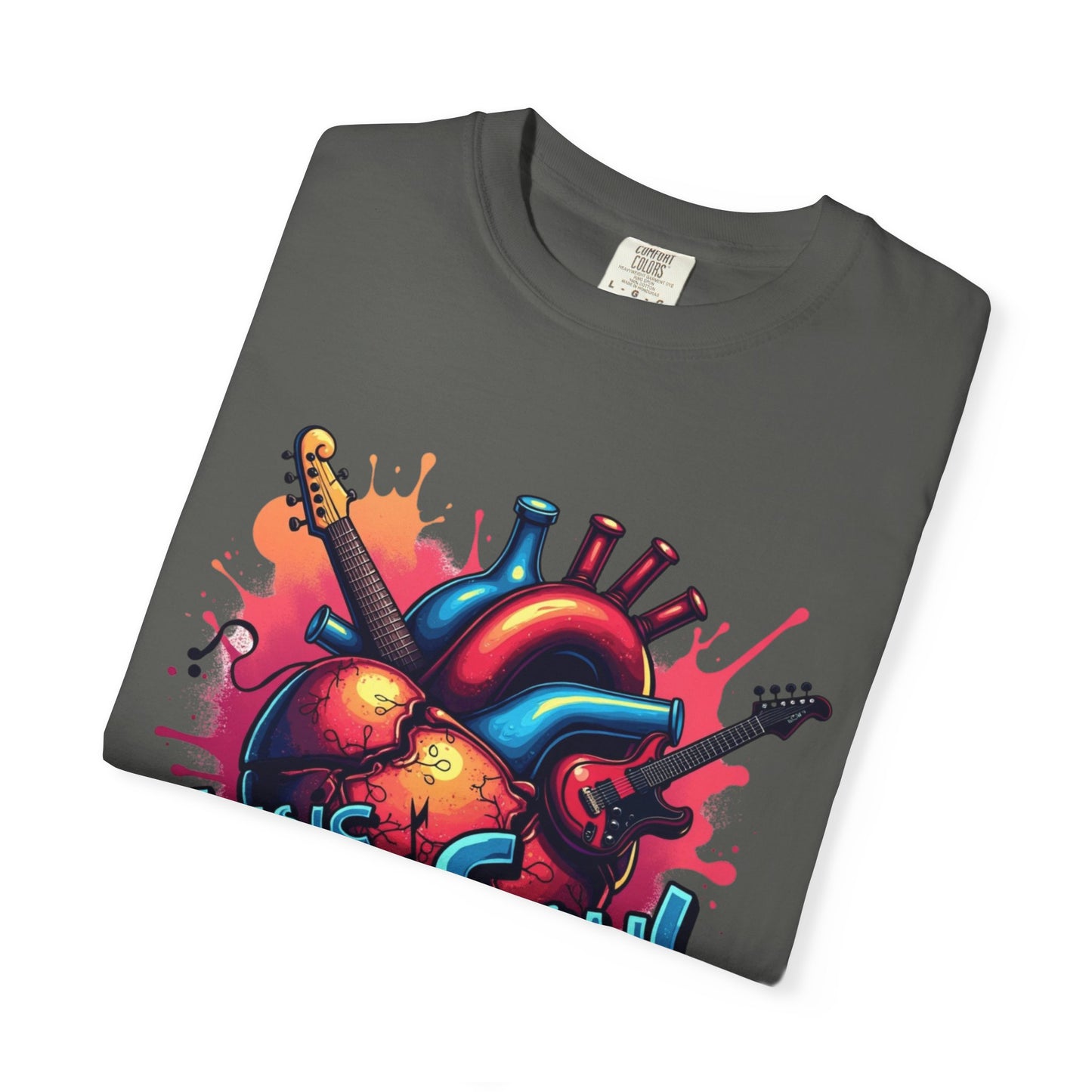 Comfort Colors® Music Saved My Soul Unisex Garment-Dyed T-Shirt - Vibrant Musical Heart Design