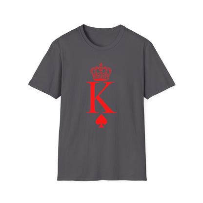 King of Hearts Poker T-Shirt, Unisex Softstyle Tee, Casual Gamer Apparel, Playing Cards Gift, Fun Party Wear, Card Game Outfit