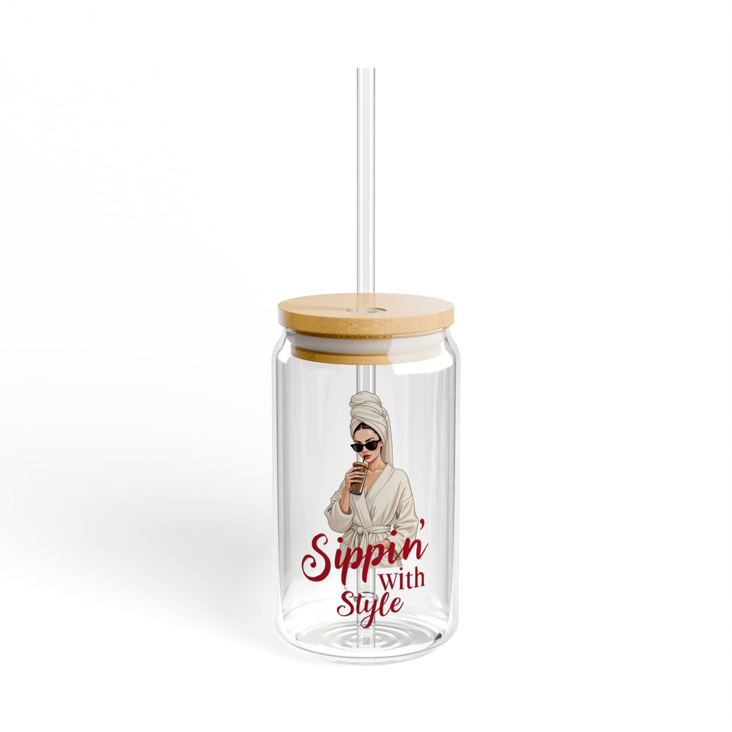 Chic Sipper Glass, 16oz | Stylish Drinkware for Coffee Lovers, Fun Sassy Sips, Eco-Friendly, Sipping in Style, Great Gift Idea