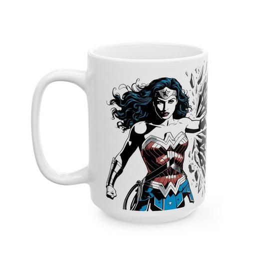 Superhero-Inspired Coffee Mug, 11 oz Cup for Hero Fans, Bold Heroine Gift Mug, Superpower Coffee Cup, Heroic 11oz Mug, Fan Gift for Superheroes