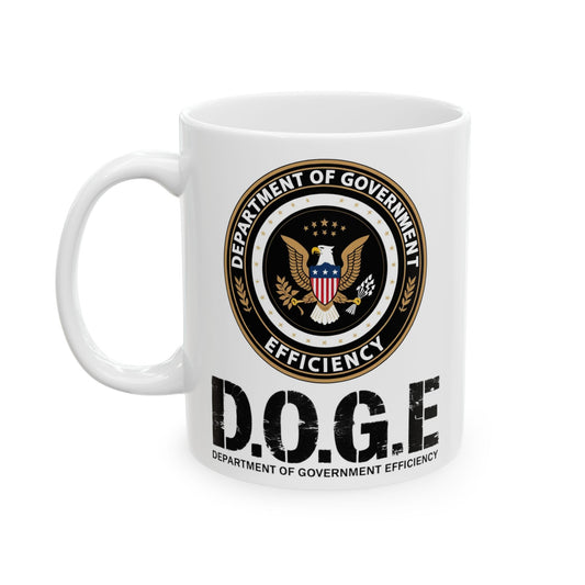 Patriotic Government Efficiency Mug, 11oz Political Humor Coffee Cup, USA Pride Black Mug, Freedom Lover Gift, Pro America Conservative Drinkware