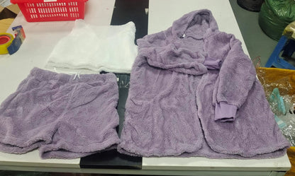 3-Piece Women’s Pajama Set – Long Sleeve Crop Top, Tank, and Drawstring Shorts Loungewear
